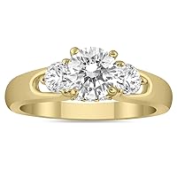 1 Carat TW Diamond Three Stone Engagement Ring in 14K Yellow Gold