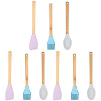 3 Pieces Random Heat Brush Set Blending Resistant Cooking Silicone for Utensil Spatula SpooTools Wood Cookware Durable with Paint Spatula Baking Kitchen Scraper Baking Home Handle Chick
