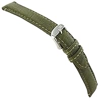 18mm Morellato Green Genuine Deer Soft Italian Leather Padded Stitched Mens Watch Band