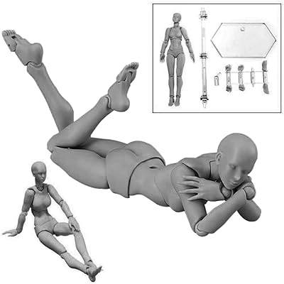 Body Kun Doll, Artists Manikin Blockhead Jointed Mannequin Drawing Figures  for Figure Model Male+Female Set (Grey)