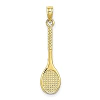 10k Gold 3 d Tennis Racquet Pendant Necklace Measures 30x7.4mm Wide Jewelry for Women