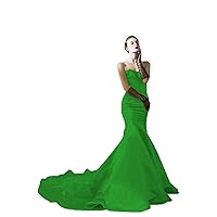 Women's Satin Elegant Off Shoulder Prom Dress Sexy Mermaid Prom Party Gown