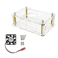 Acrylic Enclosure Clear Box Protective Shell Cover + Cooling Fan for Orange Pi 5