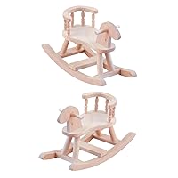 ERINGOGO 2pcs Wooden Horse Ornament Wooden Chair Doll House Supply Dinning Table Decor Furniture Wooden Rocking Horse Chair Kids Toys Childrens Toys Mini Ornament Accessories Dining Table