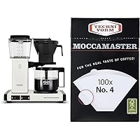 Moccamaster 53933 KBGV Select 10-Cup Coffee Maker, Off-White, 40 ounce, 1.25l & #4 White Paper Filters, 100-count per box