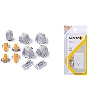 Safety 1st Adhesive Magnetic Lock System, 4 Locks and 1 Key, Multicolor & Plug Protectors, 36 Count