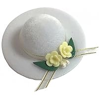 Melody Jane Dolls Houses Dollhouse White Lady's Hat Floral Trim Millinery Shop Bedroom Accessory 1:12