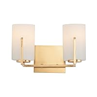 Maxim 21282SWSBR Dart Collection Two-Light Dimmable and LED Compatible Glass Cylinder Bathroom Vanity - Satin Brass I Steel Frame I 120 Watts I Modern Contemporary Light Fixture I