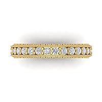 Yellow/Rose/White Solid 14k Gold Eternity Wedding Bridal Engagement Ring Band - Clear Simulated Diamond 1.44Ct Round Cut