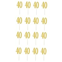 BESTOYARD 20 Pcs 40 Safe Decoration on Cupcakes Cupcake Pick Birthday Toppers for Cakes Birthday Cupcake Decoration Gold Trim Baby Shower Cupcake Topper Cake Decorating Number Insert Card