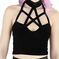 Women Sexy Halter Hollow Out Camis Vintage Gothic Sexy Corset Tank Emo Backless Crop Tops Basic Camisole Streetwear Large