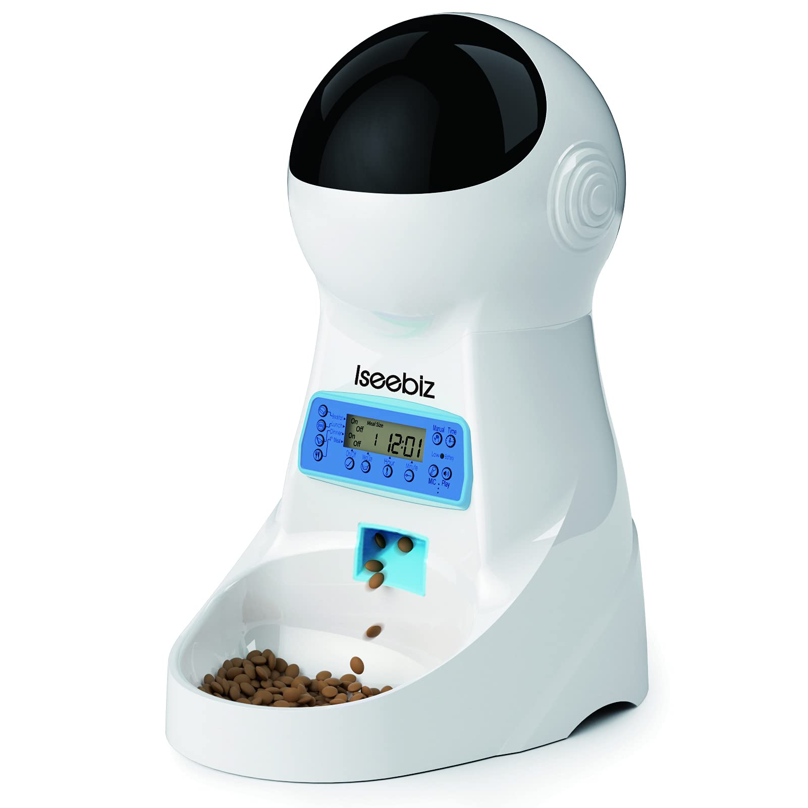 Iseebiz Automatic Pet Feeder 5L Smart Feeder Dog Cat Food Dispenser Voice Recording,Timer Programmable, Portion Control, IR Detect, 8 Meals Per Day...