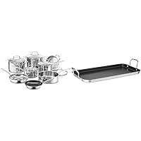 Cuisinart 89-13 13-Piece Cookware Set Professional-Series, Stainless Steel & Griddle Skillet, Nonstick Double Burner, 10x18-Inch, MCP45-25NSP1