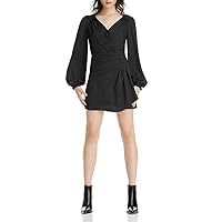 LINI Womens Mia Blouson Sleeve Mini Mini Dress Black 0