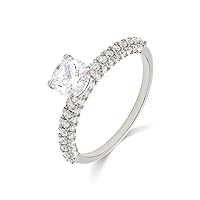 1-5 Carat (ctw) Platinum Pear Cut LAB GROWN Diamond Side Stone Engagement Ring [ Color H-I, Clarity VS1-VS2 ]