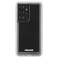 Pelican Voyager Series - Samsung Galaxy S21 Ultra Case [Wireless Charging Compatible] [Anti-Yellowing] Heavy Duty Phone Case With Belt Clip Holster Kickstand [18FT MIL-Grade Drop Protection] - Clear