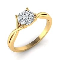 Women's 14K White Yellow Gold 0.25 Carat Real Diamond Engagement Ring (0.25 Carat, Hi Color, Si1I1 Clarity)