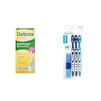 Debrox Ear Wax Removal Drops, Gentle Microfoam Ear Wax Remover, Dental Guru 3 Pack with Protective Cap, Soft, Multi-Color Toothbrushes