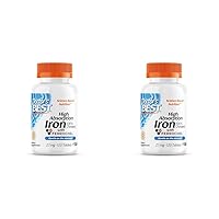 Doctor's Best High Absorption Iron Tablet with Ferrochel, Gentle on The Stomach, Immune Health, Blood Health, 27 mg (Pack of 2)