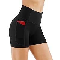 THE GYM PEOPLE High Waist Yoga Shorts for Women's Tummy Control Fitness Athletic Workout Running Shorts with Deep Pockets