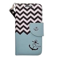 Teal Anchor Protective PU Leather Wallet Case with Wrist Strap for Samsung Galaxy Note 7