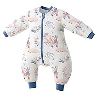 Baby Sleep Sack with Feet,Thermostatic Removable Sleeves Wearable Blanket 1.0TOG