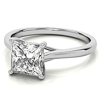 Petite Halo Vine Moissanite Diamond Ring Set, 3.00 Carat Princess Moissanite Engagement Ring Set, Wedding Ring Set, Bridal Ring, Annivrsary/Promise Rings for Wife