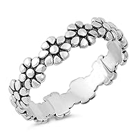 Eternity Plumeria Flower Beautiful Ring New .925 Sterling Silver Band Sizes 3-10
