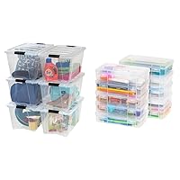IRIS USA 53 Qt. Plastic Storage Container Bin & Plastic Hobby Art Craft Supply Organizer Storage Box with Snap-Tight Closure Latch, 10 Pack, Clear