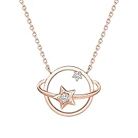 Happyyami Circle Necklace Link Jewel Necklace Neck Chain Rhinstone Interlocking Necklace Star Moon Choker Statement Necklace Moon Star 18k Necklace Universe Necklace Space S925 Set Chain