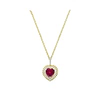 Navnita Jewellers 1.80Ct Red Ruby & Simulated Diamond Halo Heart Pendent With 18