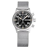 Baltany Mens Chronograph Watches Pilot Watch 39mm Military Panda Quartz Wristwatch Sapphire 5ATM C3 Luminous VK67 Sport