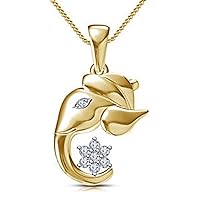 14k Two Tone Gold Over White Round Cut Cubic Zirconia Ganesha Pendant for Unisex Jewelry