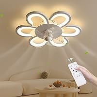 HYKISS LED Fan Ceiling Light Modern Nordic Dimmable Ceiling Fan Ultra Thin Invisible 32 W Ceiling Fan with Lighting Bedroom Living Room Fan Ceiling Light (Diameter 55 cm) (A)