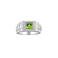 Rylos Men's Sterling Silver Gemstone Ring - Stunning 7MM Round Design, Birthstone Statement Piece for Men - Available in Sizes 8-13