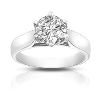 0.75 Ct Ladies Round Cut Diamond Engagement Ring 18 kt White Gold