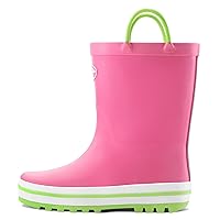 K KomForme Kids Rain Boots, Waterproof Rubber Matte Boots with Easy-on Handles