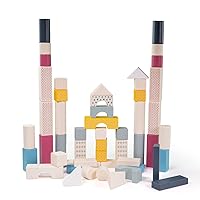 Bigjigs Toys, FSC Certified Drum of 50 Bricks, Wooden Toys, Building Blocks, Kids Building Blocks, Building Blocks for 1 & 2 Year Olds, Wooden Blocks for 1 Year Old, Montessori Toys