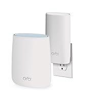 Orbi Compact Wall-Plug Whole Home Mesh WiFi System - WiFi router and wall-plug satellite extender with speeds up to 2.2 Gbps over 3,500 sq. feet, AC2200 (RBK20W)