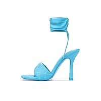 Cape Robbin Motif Stiletto High Heels for Women, Quilted Strappy Shoes with Square Open Toe