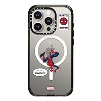 CASETiFY Impact iPhone 15 Pro Case [Spider-Man Co-Lab / 8.2ft Drop Protection/Compatible with Magsafe] - Spider-Man Hanging - Clear Black