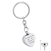 Charm Key Ring Urn Pendant Cremation Jewelry Ash Memorial Keepsake Stainless Steel Key Chain (No longlr buy my side...but forever in my heart)