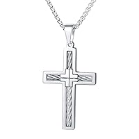FaithHeart Catholic Cross Necklace for Men Women, Stainless Steel/18K Gold Plated Christian Jewelry with Delicate Packaging