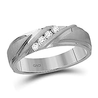 10kt White Gold Mens Round Diamond Wedding Channel Set Band Ring 1/6 Cttw