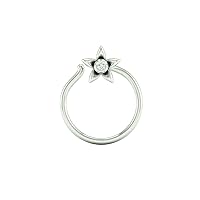 Round Cut Cubic Zirconia Flower Wedding Solitaire Stud Nose Pin For Women's 14K White Gold Plated 925 Sterling Silver