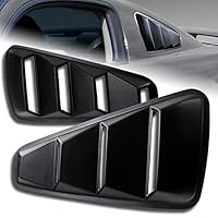 HYPERSPEED ABS Rear 1/4 Quarter Side Window Louvers Air Vent Scoop Shades Cover Blinds 2PCS Fit for 2005 2006 2007 2008 2009 2010 2011 2012 2013 2014 Ford Mustang 2DR, Car Mods Accessory (Matte Black)
