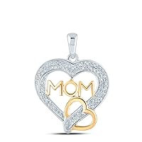 The Diamond Deal 10kt Two-tone Gold Womens Round Diamond Heart Mom Pendant 1/4 Cttw
