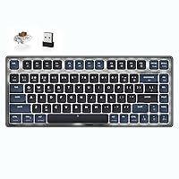 ATTACK SHARK AK832 Low Profile Mechanical Keyboard, Ultra-Thin Tri-Mode Wireless 75% Gasket Gaming Keyboard BT5.2/2.4G/Wired, 20 Backlit TKL Compact 83 Key Brown Switch, Coiled USB C Cable for Mac/Win