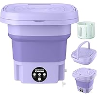 Portable Washing Machine, High Capacity Mini Washer with 3 Modes Deep Cleaning Half Automatic Washt, Foldable Washing Machine with Soft Spin Dry for Socks, Baby Clothes, Towels (Purple)