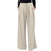 High Waisted Wide Leg Pants for Women Flowy Palazzo Pant High Waisted Work Casual Lounge Pants Trouser with Pockets